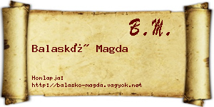 Balaskó Magda névjegykártya